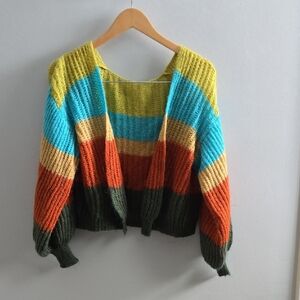 Multicoloured Open Front Cardigan Shrug Size Medium/Large